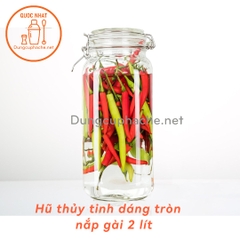 Hũ thủy tinh nắp gài dáng TRÒN 2000ml - T12 -K