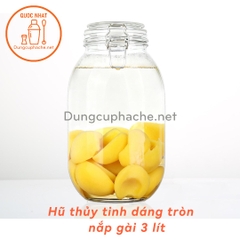 Hũ thủy tinh nắp gài dáng TRÒN 3000ml - T12 -K