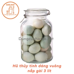 Hũ thủy tinh nắp gài dáng VUÔNG 3000ml - T12 -K