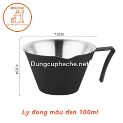 Ly đong cà phê inox 100ml  (MÀU ĐEN)- Có VẠCH -10%