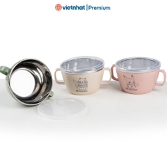 Bát ăn dặm inox 304 có quai cầm cách nhiệt Nhựa Việt Nhật C6019 Nhựa Việt Nhật Premium