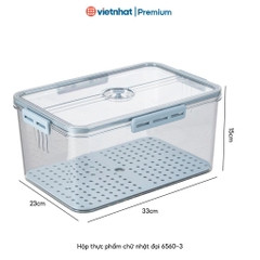 Hộp đựng thực phẩm chữ nhật bộ 3 có nắp cài kín Hokori H6560 Nhựa Việt Nhật Premium