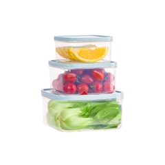 Bộ 3 hộp thực phẩm vuông Hokori Nắp Dẻo 6529 Nhựa Việt Nhật Shop