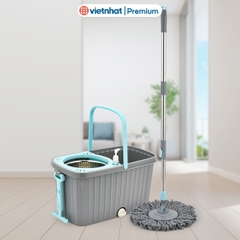 Bộ lau nhà xoay 360 độ tiện lợi có tay kéo B9558 Nhựa Việt Nhật Premium  [Tặng kèm 1 bông lau]