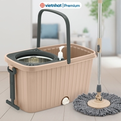 Bộ lau nhà xoay 360 độ tiện lợi có tay kéo B9558 Nhựa Việt Nhật Premium  [Tặng kèm 1 bông lau]