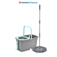 Bộ lau nhà xoay 360 độ tiện lợi có tay kéo B9558 Nhựa Việt Nhật Premium  [Tặng kèm 1 bông lau]