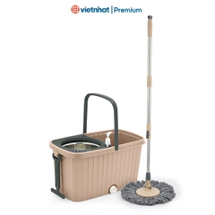 Bộ lau nhà xoay 360 độ tiện lợi có tay kéo B9558 Nhựa Việt Nhật Premium  [Tặng kèm 1 bông lau]