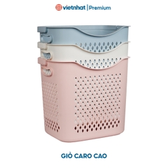 Giỏ đựng đồ đa năng có quai xách, giỏ caro 3372/3373 Nhựa Việt Nhật Shop