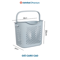 Giỏ đựng đồ đa năng có quai xách, giỏ caro 3372/3373 Nhựa Việt Nhật Shop