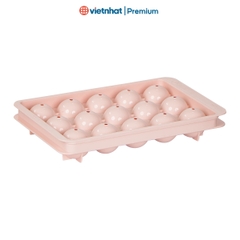 Khay làm đá viên viên tròn, vỉ đá tròn 15 viên có nắp đậy Việt Nhật V6979 Nhựa Việt Nhật Shop