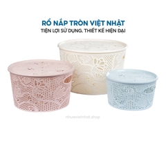Rổ nhựa nắp, rổ đựng đồ đa năng, rổ tròn nắp đựng quần áo, đồ dùng R3390 Nhựa Việt Nhật Shop