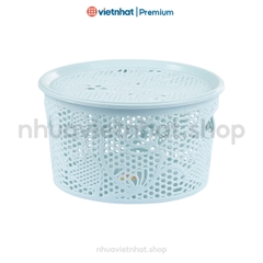 Rổ nhựa nắp, rổ đựng đồ đa năng, rổ tròn nắp đựng quần áo, đồ dùng R3390 Nhựa Việt Nhật Shop