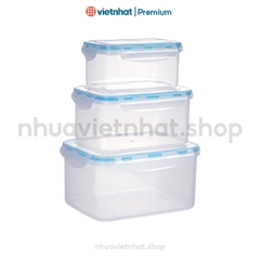 Bộ hộp lạnh chữ nhật có nắp cài, bộ B6535 Nhựa Việt Nhật Shop