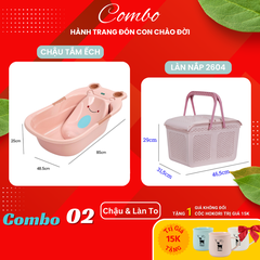 Chậu tắm ếch Hokori Nhựa Việt Nhật Shop [7 Combo] Siêu tiện ích cho bé sơ sinh