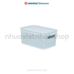 Bộ 3 Rổ nắp chữ nhật, Giỏ nhựa có nắp chắc chắn đựng đồ đa năng 3336/37/38 Nhựa Việt Nhật Shop