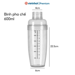 Bình lắc Shaker pha chế nhựa chia vạch đen Việt Nhật BPC 0101/0102/0103 Nhựa Việt Nhật Premium