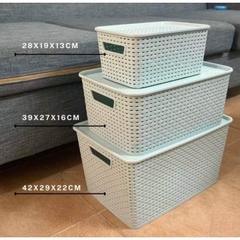 Bộ 3 rổ nhựa có nắp đựng đồ đa năng, rổ nắp Việt Nhật Shop 3386/3387/3388