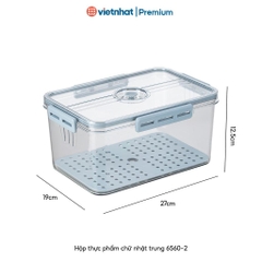 Hộp đựng thực phẩm chữ nhật bộ 3 có nắp cài kín Hokori H6560 Nhựa Việt Nhật Premium