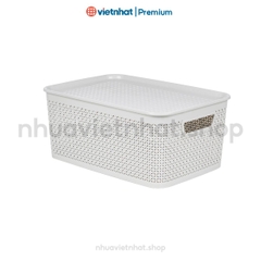 Bộ 3 Rổ nắp chữ nhật, Giỏ nhựa có nắp chắc chắn đựng đồ đa năng 3336/37/38 Nhựa Việt Nhật Shop