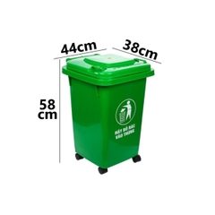 Thùng Rác Có Bánh Xe 5342 40l tiện lợi, ngăn mùi, nắp đậy kín Nhựa Việt Nhật Shop