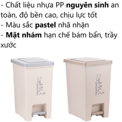 Thùng Rác vuông có Bật nắp đậy, Đựng Rác tiện lợi đủ size cao cấp Hokori 8061/8062/8063 Nhựa Việt Nhật Shop