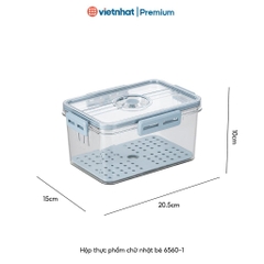 Hộp đựng thực phẩm chữ nhật bộ 3 có nắp cài kín Hokori H6560 Nhựa Việt Nhật Premium