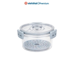 Hộp thực phẩm tròn bộ 3 trong suốt có nắp kín Hokori H6558 Nhựa Việt Nhật Premium