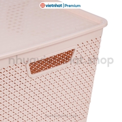 Bộ 3 Rổ nắp chữ nhật, Giỏ nhựa có nắp chắc chắn đựng đồ đa năng 3336/37/38 Nhựa Việt Nhật Shop