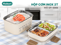 Hộp cơm văn phòng, giữ nhiệt inox 2T cao cấp Hokori H6566 Nhựa Việt Nhật Premium