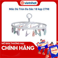 Kẹp, Mắc dù tròn đa sắc 18 kẹp quần áo nhựa 2798 , mắc áo siêu chắc Nhựa Việt Nhật shop