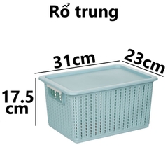 Rổ đan mây đựng đồ có nắp đậy đa năng 3 size, đựng quần áo 3415N Nhựa Việt Nhật Shop