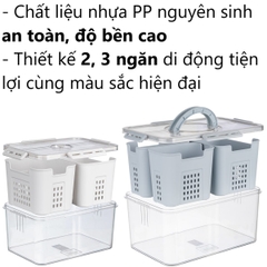 Hộp thực phẩm chữ nhật quai xách 2,3 ngăn Hokori 6570/6571 Nhựa Việt Nhật Shop