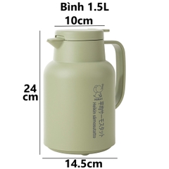 Bình giữ nhiệt ruột thủy tinh 1L 1.5L Hokori 3981-3982 Nhựa Việt Nhật Shop