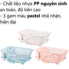 Rổ úp bát có khay thoát nước, khay nhựa úp bát đa năng chính hãng 3535 Nhựa Việt Nhật shop