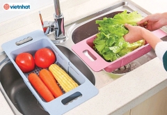 Khay, rổ gác bồn rửa chén bát K5613 thông minh gấp gọn,  Nhựa Việt Nhật Shop