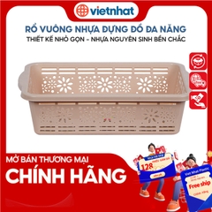 Rổ vuông hoa đựng sách vở đồ dùng Nhựa Việt Nhật 3455 Nhựa Việt Nhật Premium