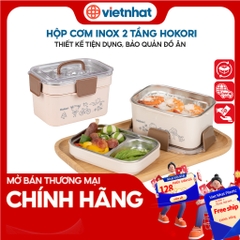 Hộp cơm văn phòng, giữ nhiệt inox 2T cao cấp Hokori H6566 Nhựa Việt Nhật Premium