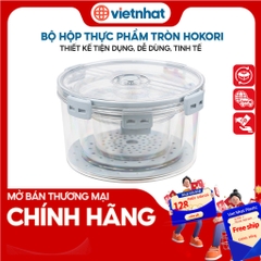 Hộp thực phẩm tròn bộ 3 trong suốt có nắp kín Hokori H6558 Nhựa Việt Nhật Premium