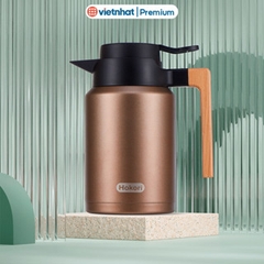 Bình giữ nhiệt inox quai gỗ 1500ml cao cấp Hokori 0125 Nhựa Việt Nhật Shop