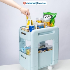 Kệ đựng đồ, kệ trượt 2 tầng có bánh xe tiện lợi Hokori K5588 Nhựa Việt Nhật shop
