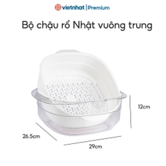 Bộ chậu rổ 2 lớp cao cấp Hokori tiện dụng 2338/2339 Nhựa Việt Nhật Shop