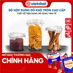 Hộp đựng thực phẩm đồ khô dáng tròn Hokori HKTH 6593/6594/6595 Nhựa Việt Nhật Premium