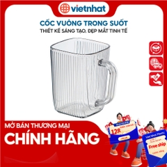 Cốc nhựa trong, cốc đánh răng, cốc vuông tăm có quai C6251 Nhựa Việt Nhật Shop