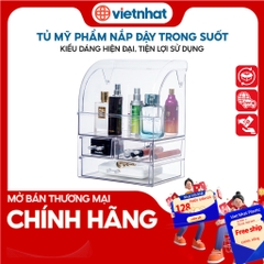 Tủ đựng mỹ phẩm để bàn có nắp đậy Hokori T3639-3 Nhựa Việt Nhật Shop