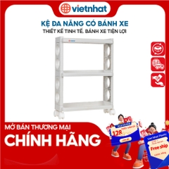 Kệ chữ nhật đa năng 3 tầng có bánh xe K5580 Nhựa Việt Nhật Shop
