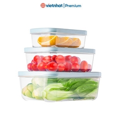 Bộ hộp thực phẩm chữ nhật an toàn, kín khí Hokori C6533 Nhựa Việt Nhật Shop