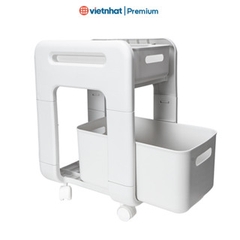 Kệ đựng đồ, kệ trượt 2 tầng có bánh xe tiện lợi Hokori K5588 Nhựa Việt Nhật shop