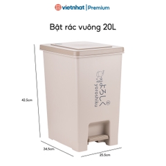 Thùng Rác vuông có Bật nắp đậy, Đựng Rác tiện lợi đủ size cao cấp Hokori 8061/8062/8063 Nhựa Việt Nhật Shop