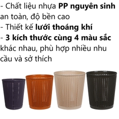 Giỏ nhựa đan mây đựng đồ Việt Nhật, thùng rác văn phòng kiểu dáng hiện đại S5155/5156/5157 Nhựa Việt Nhật Premium