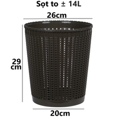 Giỏ nhựa đan mây đựng đồ Việt Nhật, thùng rác văn phòng kiểu dáng hiện đại S5155/5156/5157 Nhựa Việt Nhật Premium